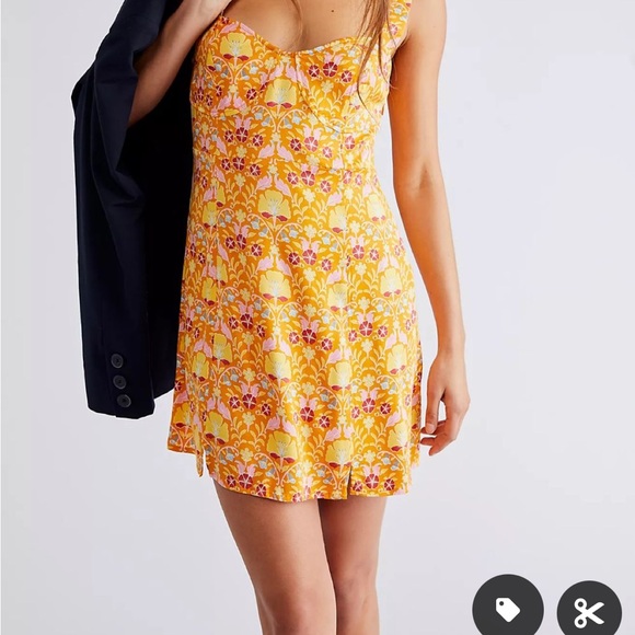 Free People Sasha Mini Dress in Sunshine Combo NWOT - Picture 3 of 9